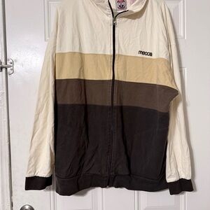 Mecca Men's Tri-Tone Windbreaker in Cream, Tan, and Brown